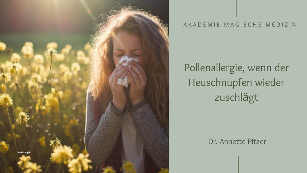 Junge Frau auf einer blühenden Wiese, sie hat Heuschnupfen.
Pollenallergie